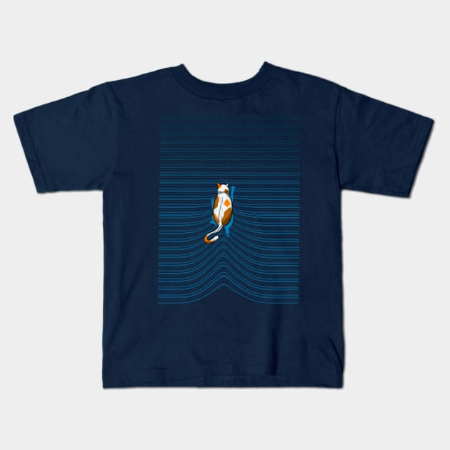 Swimming cat Kids T-Shirt by Meca-artwork